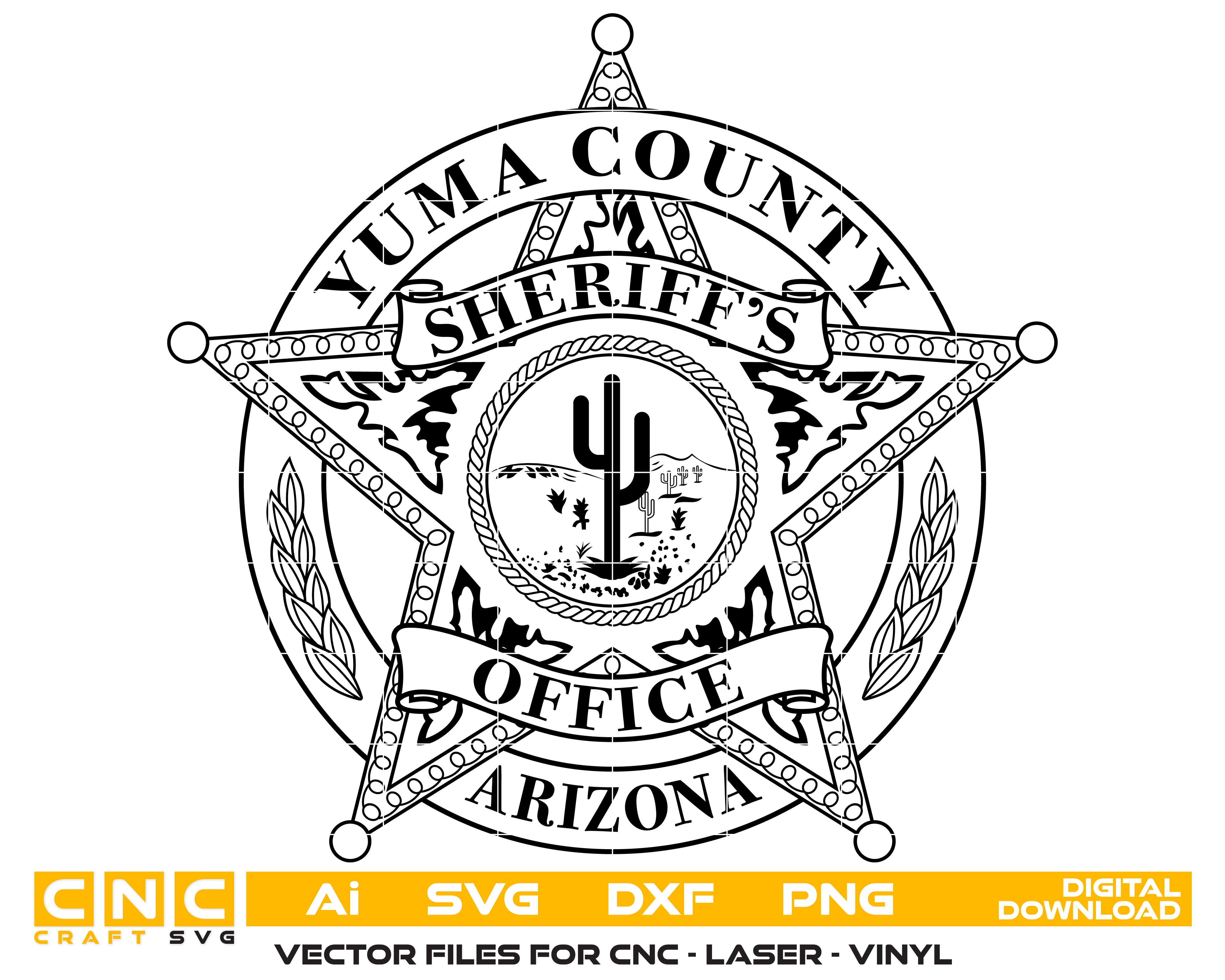 Yuma County Sheriff’s Office Badge SVG, Yuma County Arizona Sheriff Badge Vector, Arizona Sheriff Emblem SVG, Yuma County Law Enforcement Badge, Sheriff Office Badge Vector File