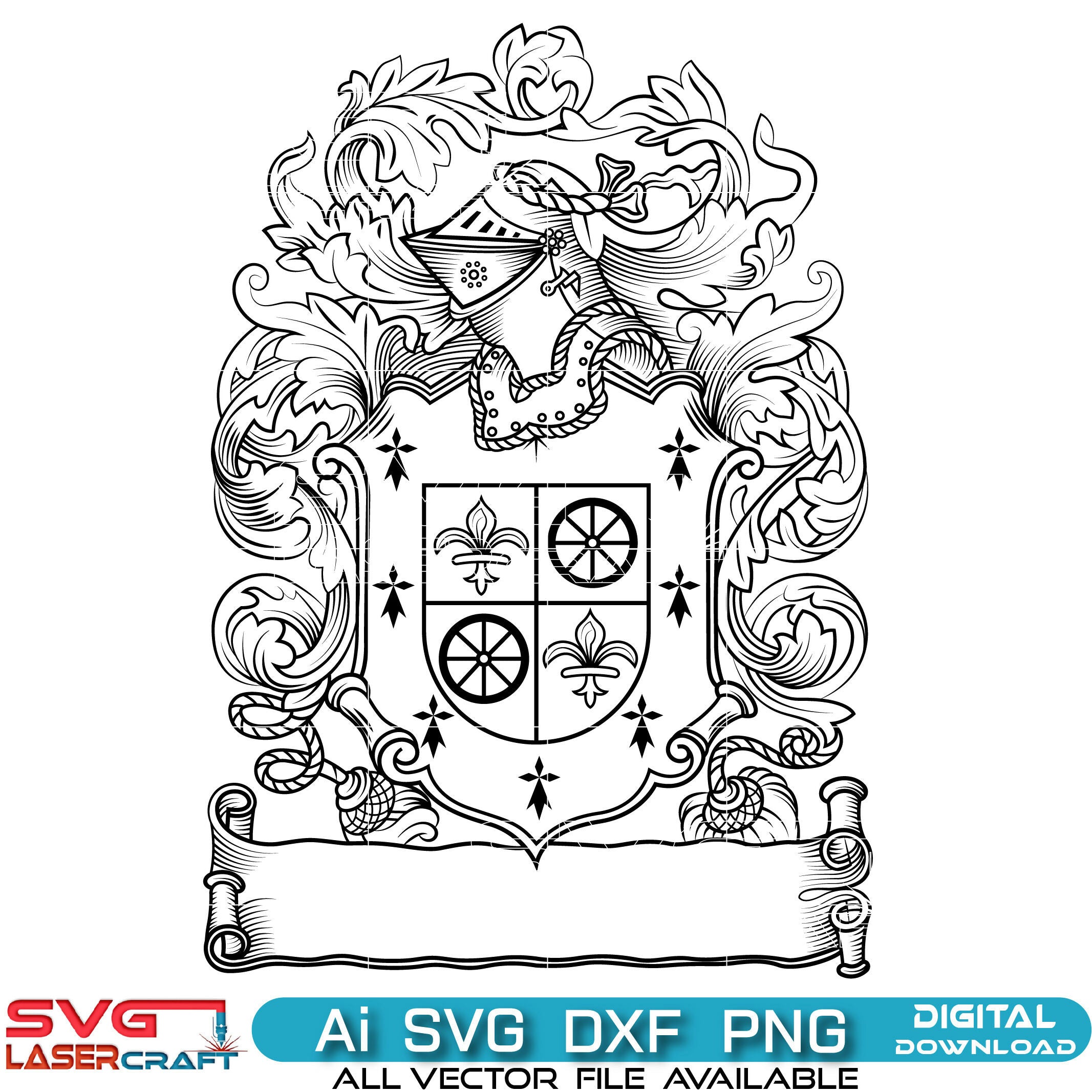 Heraldic Family Crest & Coat Of Arms Svg Vector Art-01