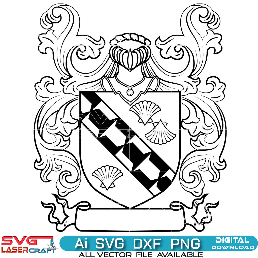 Vector File Crest Coat of Arms Family Crest SVG | Vector Art for Digital Download
