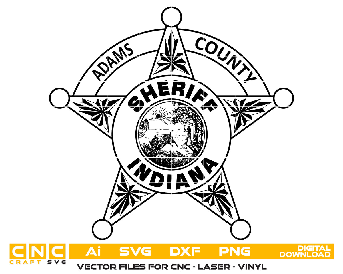 Adams County Sheriff Badge SVG Indiana Law Enforcement Vector