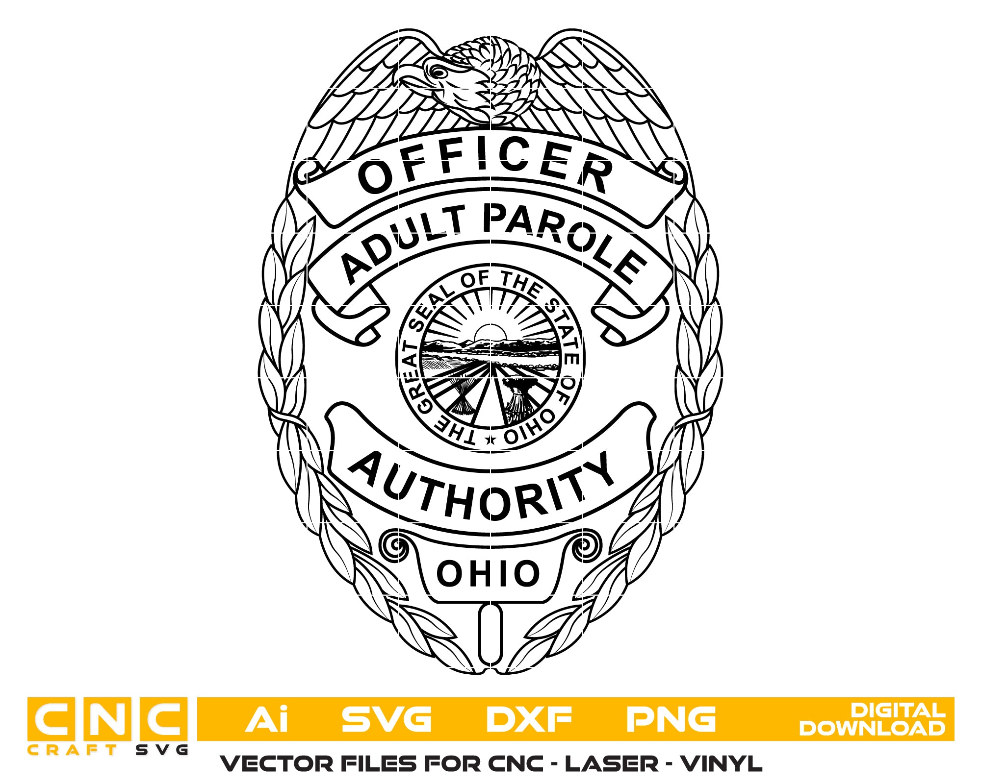 Adult Parole Authority Officer Badge SVG

Parole Officer Law Enforcement Vector

Parole Authority Badge Engraving File

Parole Officer Sign CNC File

Shield Badge Vector for Laser Cutting