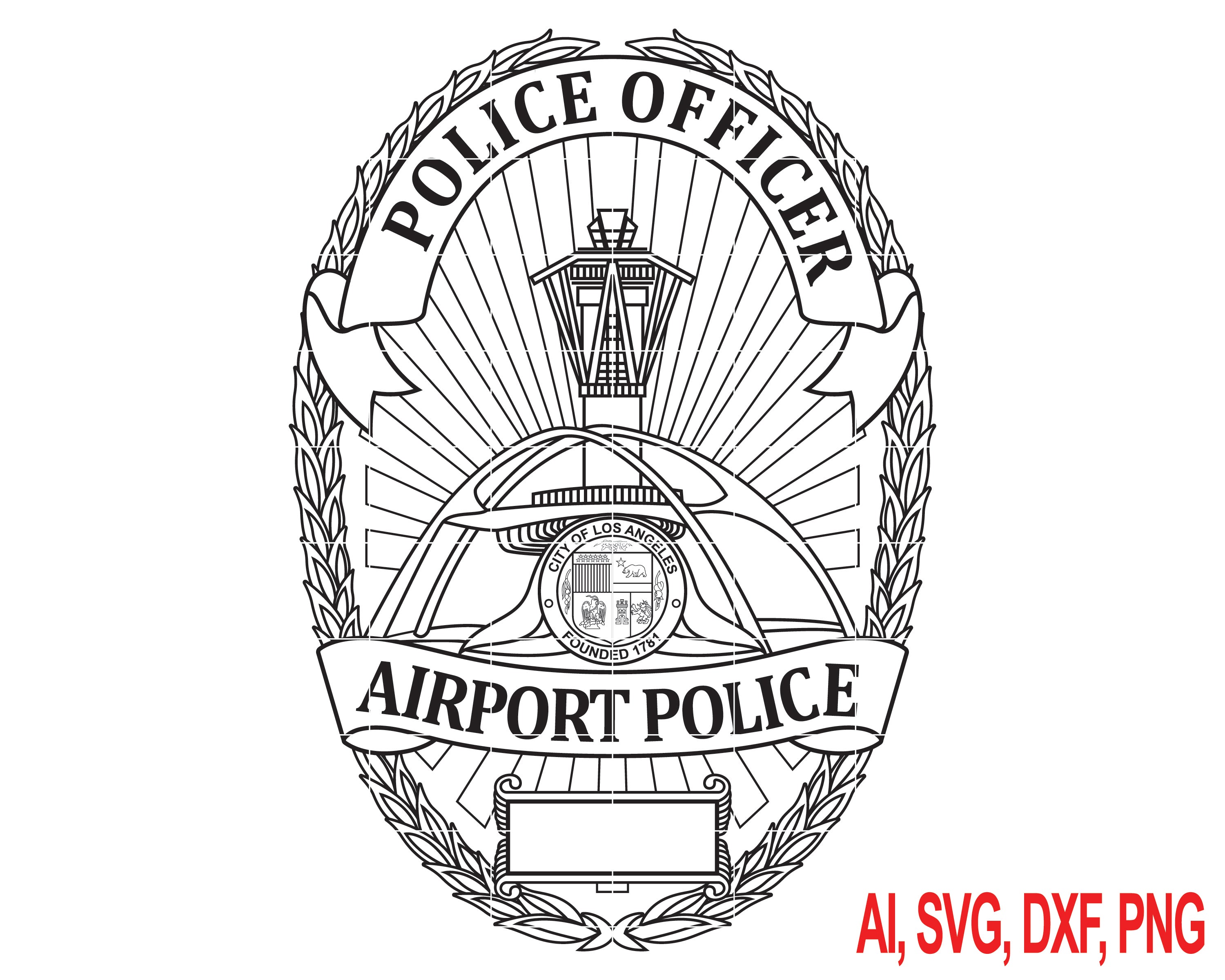 City of Los Angeles Airport Police Badge SVG, LA Airport Police Badge Vector, Airport Police Badge SVG, Los Angeles Airport Police Emblem, Law Enforcement Airport Badge, Badge Engraving File