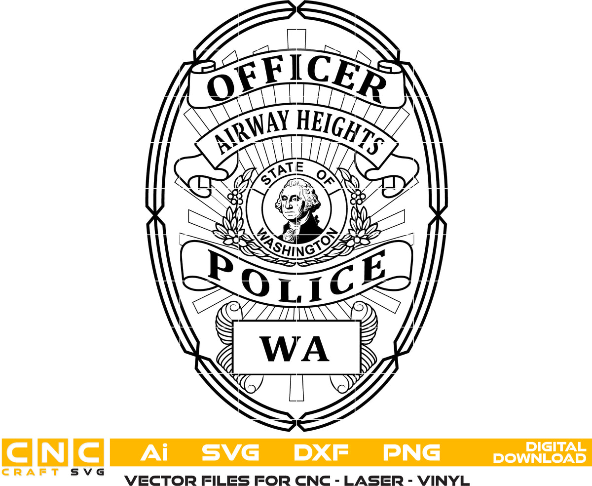 Airway Heights Police Officer Badge SVG Washington Law Enforcement Vector