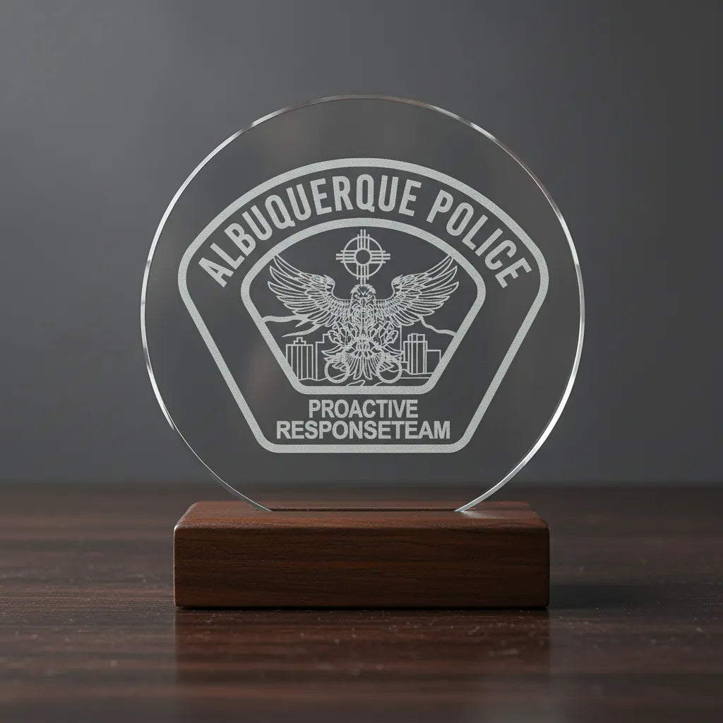 Albuquerque Police PRT Patch SVG

New Mexico Law Enforcement Vector Design

Eagle Handcuffs Police Patch Engraving File

Albuquerque NM Police Sign CNC File

Proactive Response Team Vector for Laser Cutting