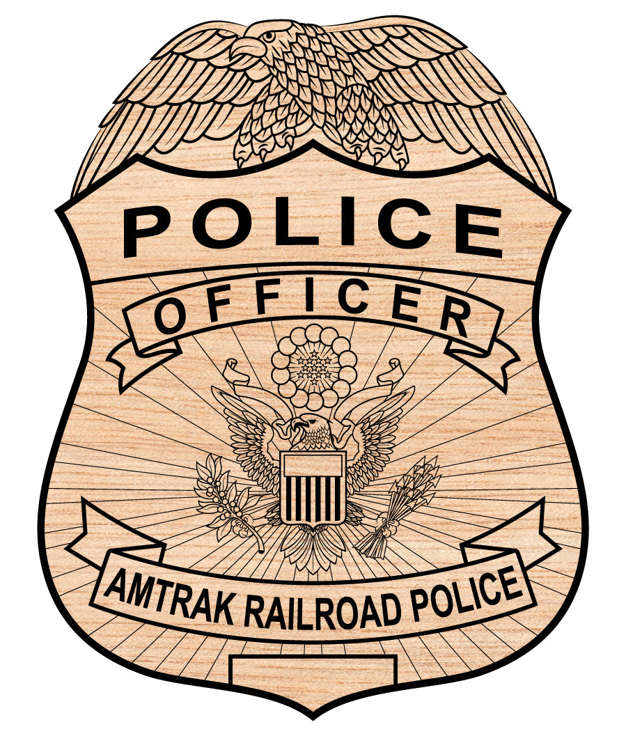 Amtrak Railroad Police Badge SVG

Railway Law Enforcement Vector Design

Great Seal of the US Police Emblem

Railroad Police Shield Engraving File

Amtrak Officer Sign CNC Router File
