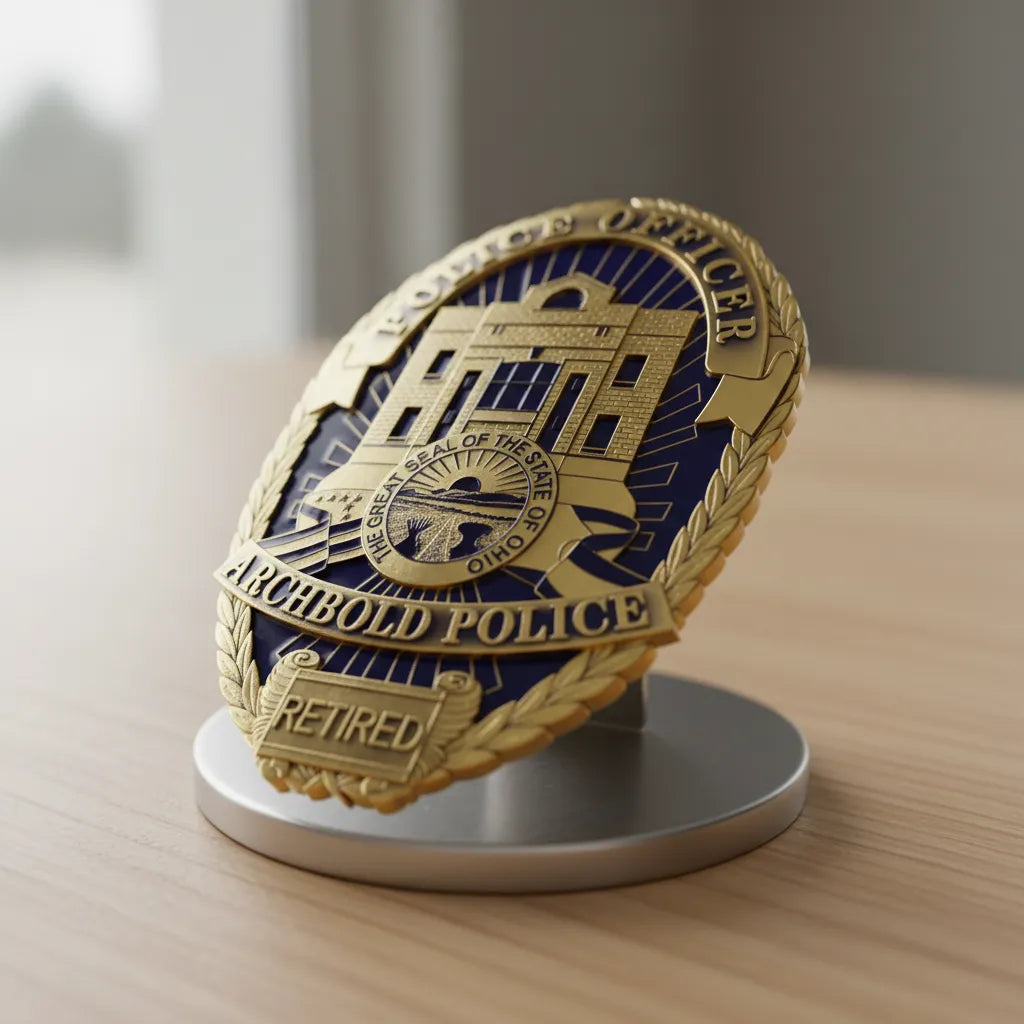 Arcebold Retired Police Officer Badge SVG

Retired Law Enforcement Vector Design

Police Retirement Badge Engraving File

Arcebold Officer Sign CNC File

Retired Badge Vector for Laser Cutting