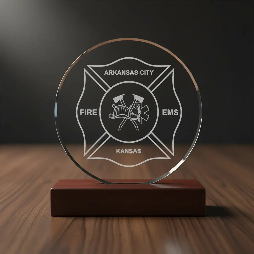 Arkansas City Fire EMS Badge SVG

Kansas Fire Department Vector Design

Firefighter Scramble Shield Engraving File

Arkansas City KS Fire Sign CNC File

Eagle Paramedic Badge Vector for Lasers