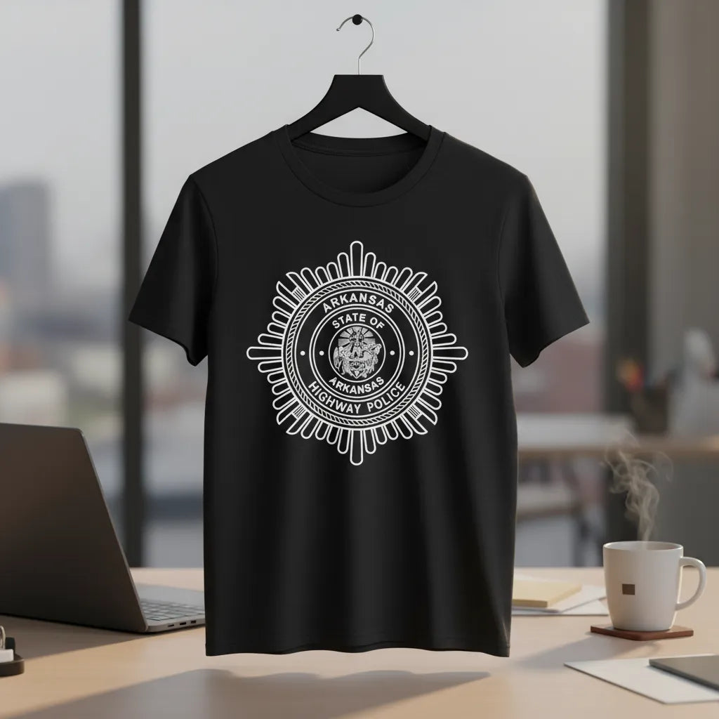 Arkansas Highway Police Badge SVG

Arkansas Law Enforcement Vector

Police Sunburst Badge State Seal

Officer Plaque Engraving File

Arkansas Police Sign CNC File