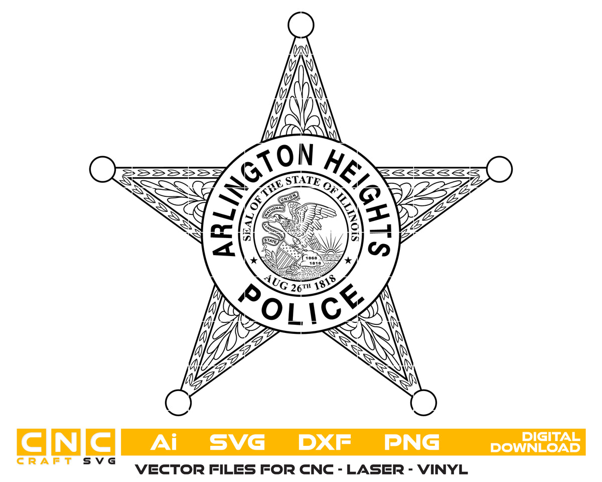 Arlington Heights Police Badge SVG Illinois Law Enforcement Vector