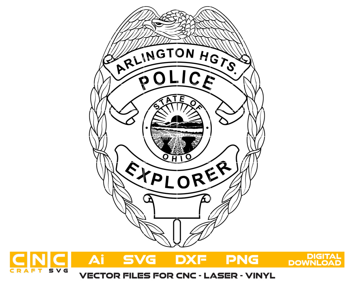 Arlington Heights Police Explorer Badge SVG Ohio Law Enforcement Vector
