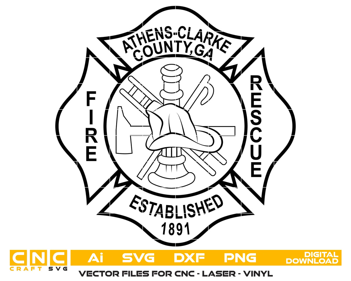 Athens-Clarke County Fire Rescue Badge SVG Georgia Fire Department Vector