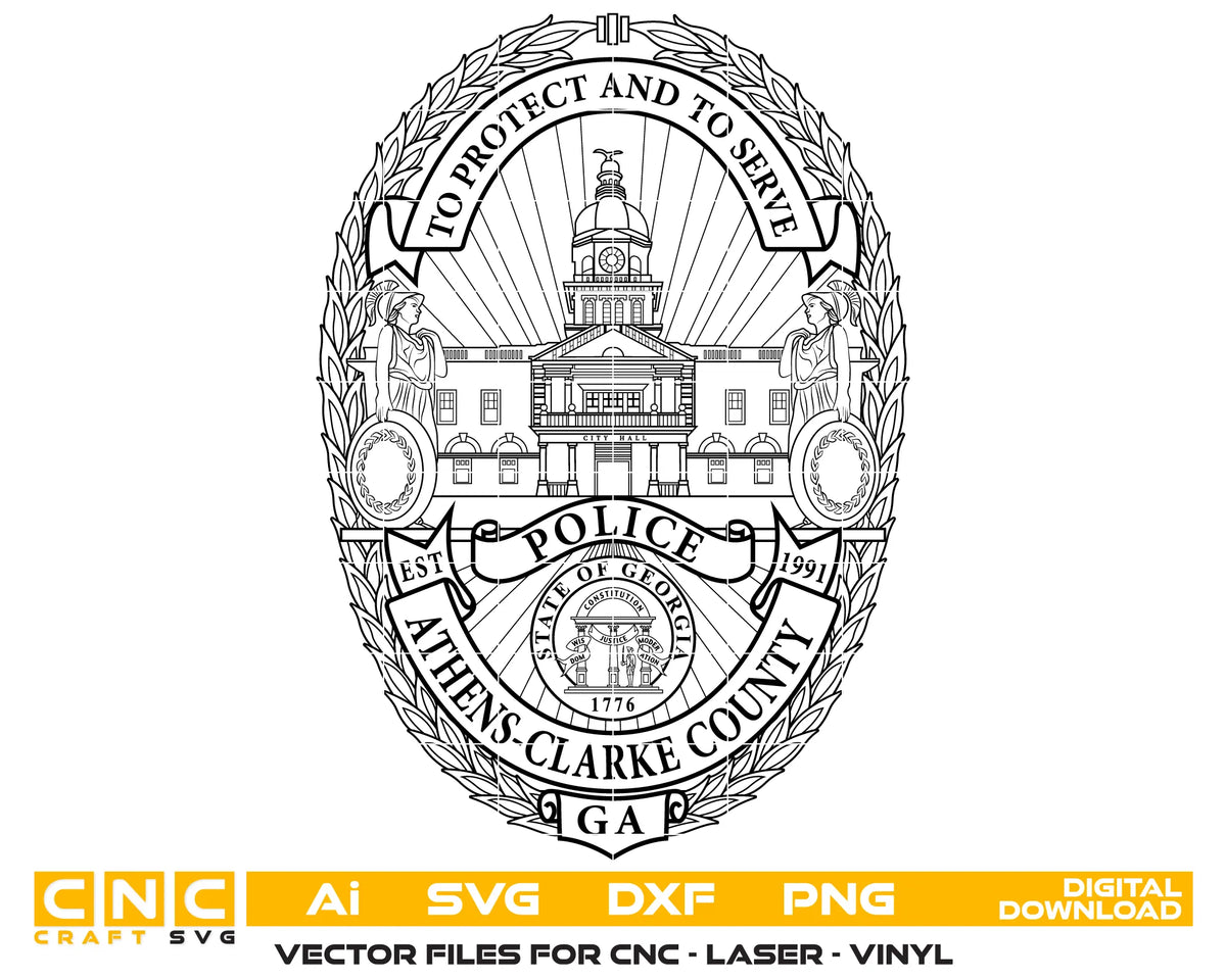 Athens-Clarke County Police Department Badge Georgia SVG Law Enforcement Vector