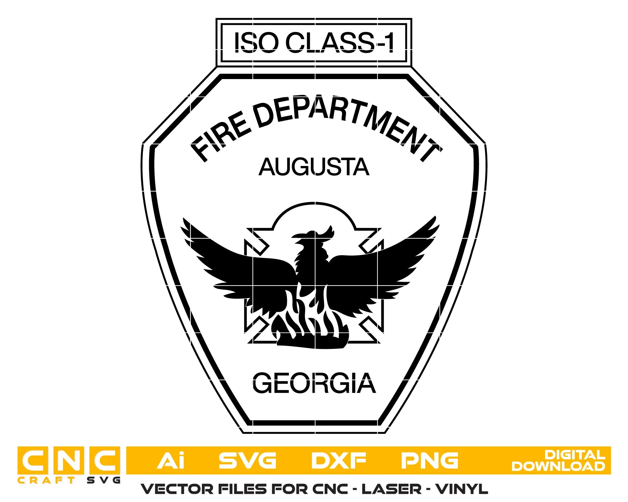 Augusta Fire Department ISO Class 1 Patch SVG Georgia Firefighter Vector