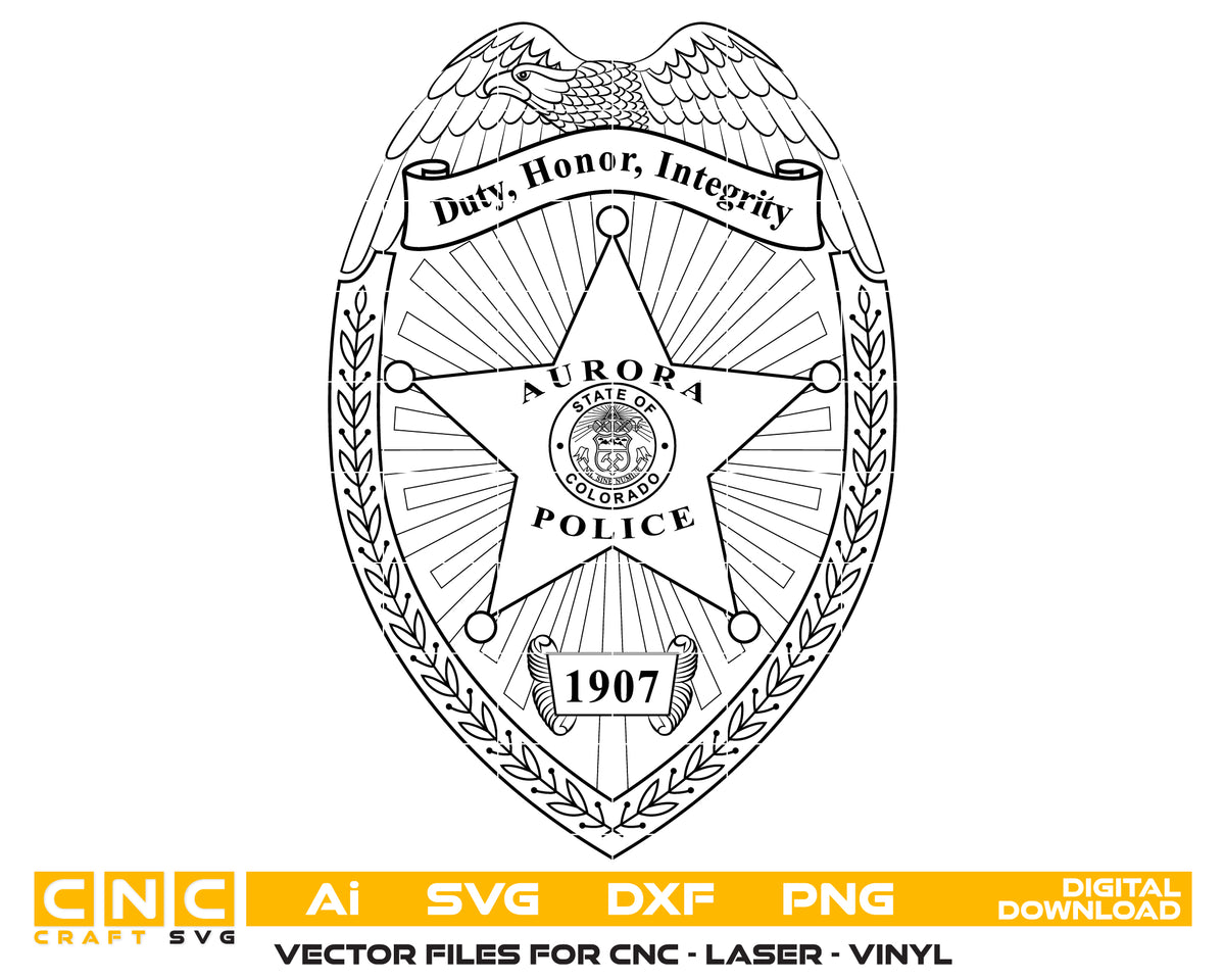 Aurora Police Department Badge SVG Colorado Law Enforcement Vector