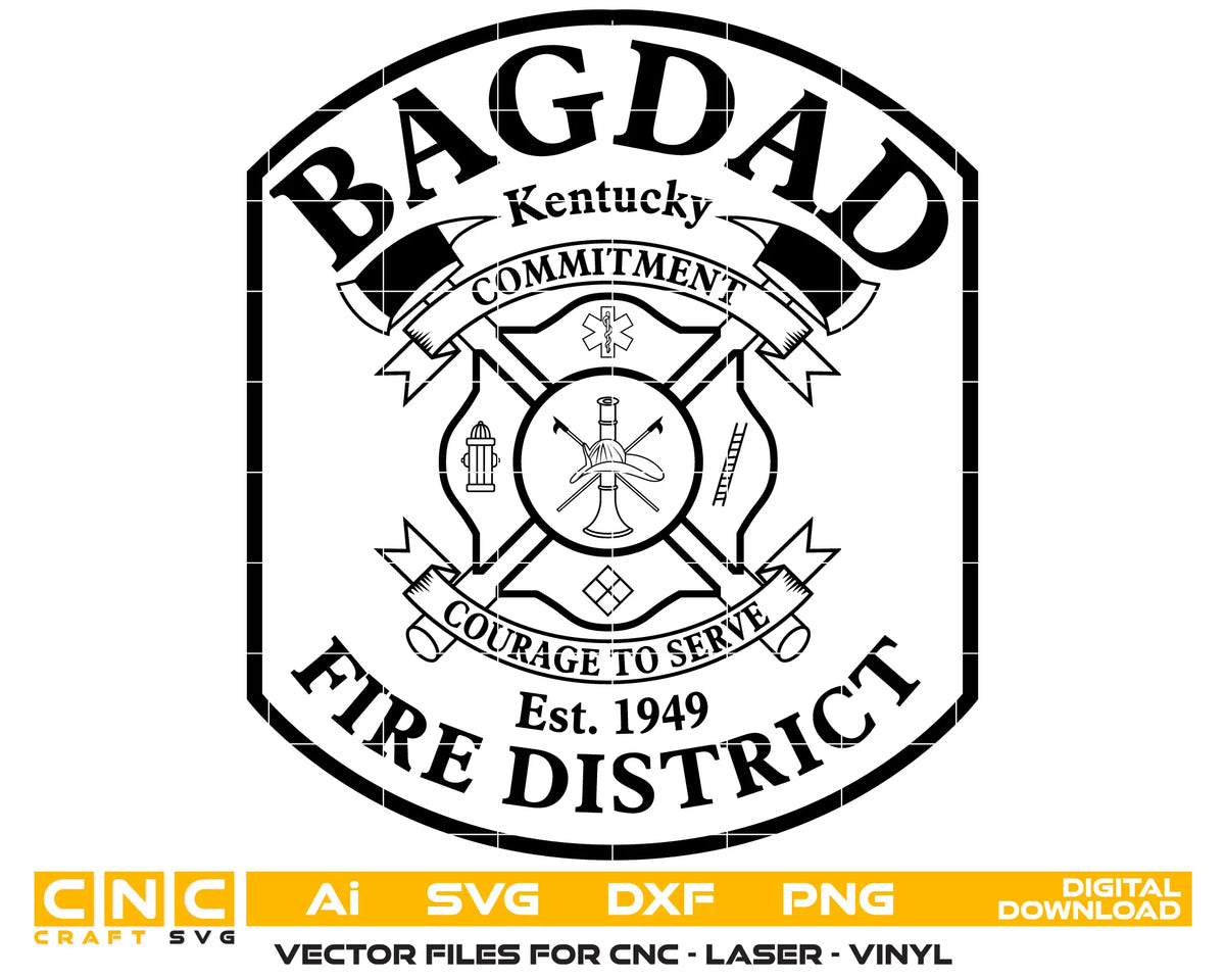 Bagdad Fire Department Badge Kentucky SVG Fire Rescue Vector