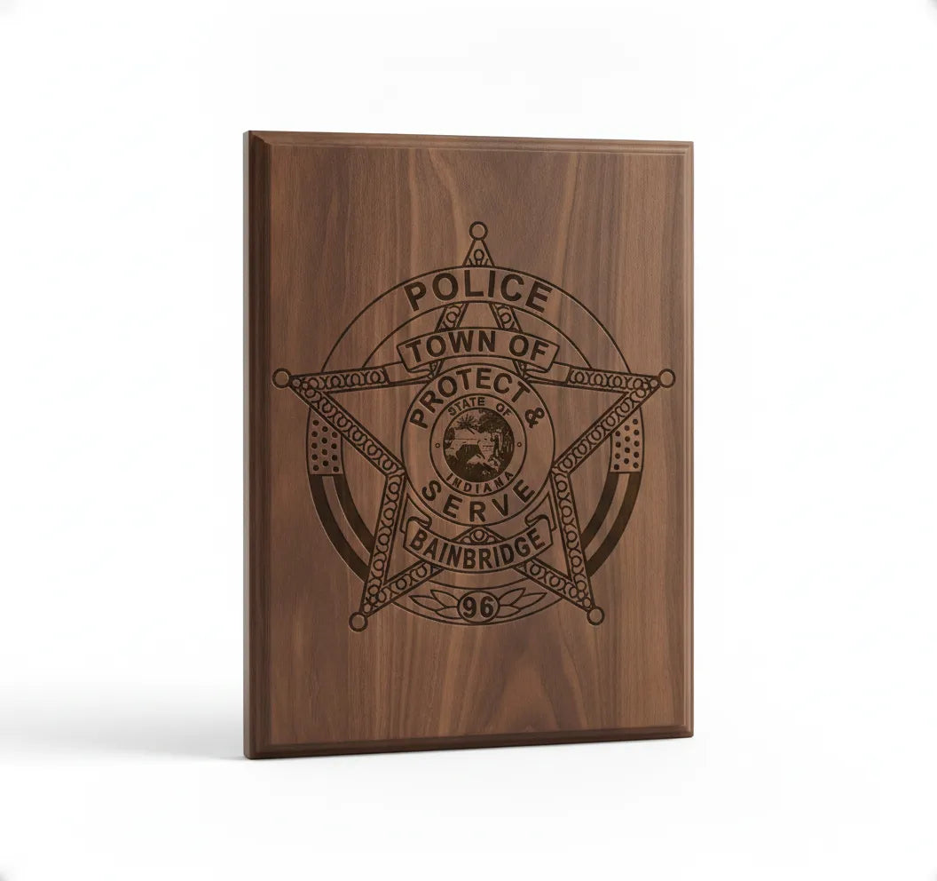 Bainbridge IN Police Department Badge SVG

Indiana Law Enforcement Star Vector

State of Indiana Seal Engraving File

5 Point Star Police Badge CNC File

Protect and Serve Vector for Lasers