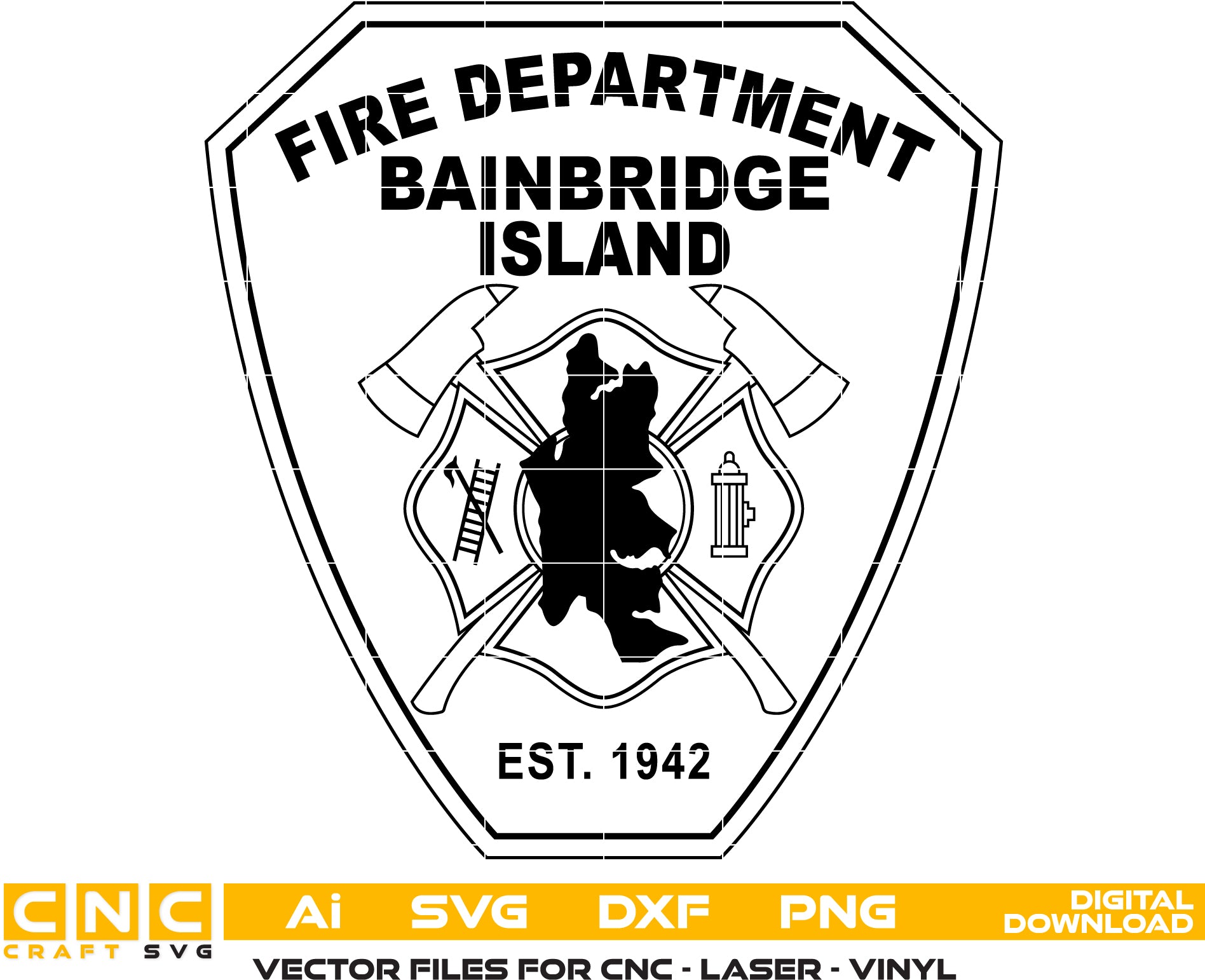 Bainbridge Island Fire Department Patch SVG

Washington Fire Department Vector Design

Maltese Cross Firefighter Engraving File

Bainbridge Island WA Fire Sign CNC File

Mountain Landscape Fire Rescue Vector for Lasers