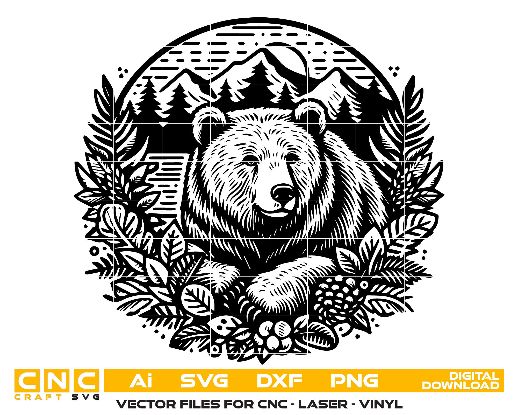 Bear & Mountain SVG