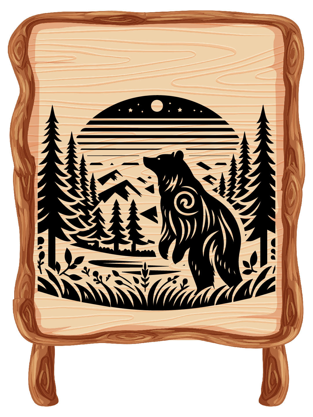 Bear & Tree Vector SVG