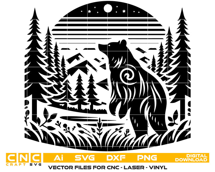 Bear & Tree Vector SVG