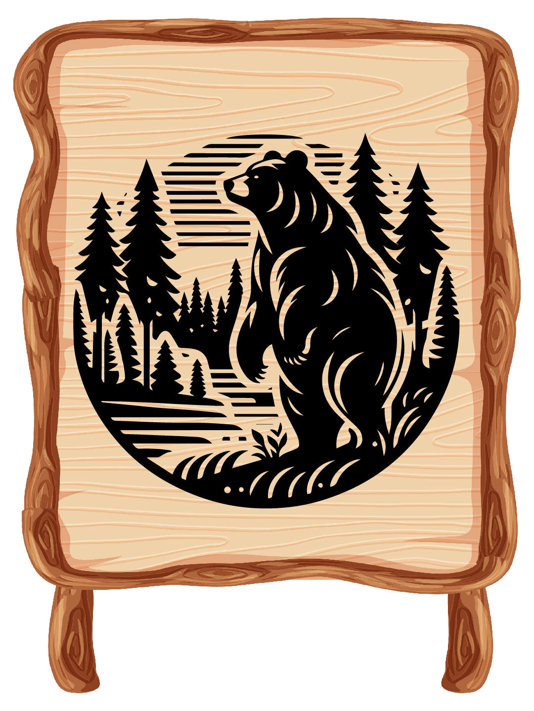 Bear & Tree Vector