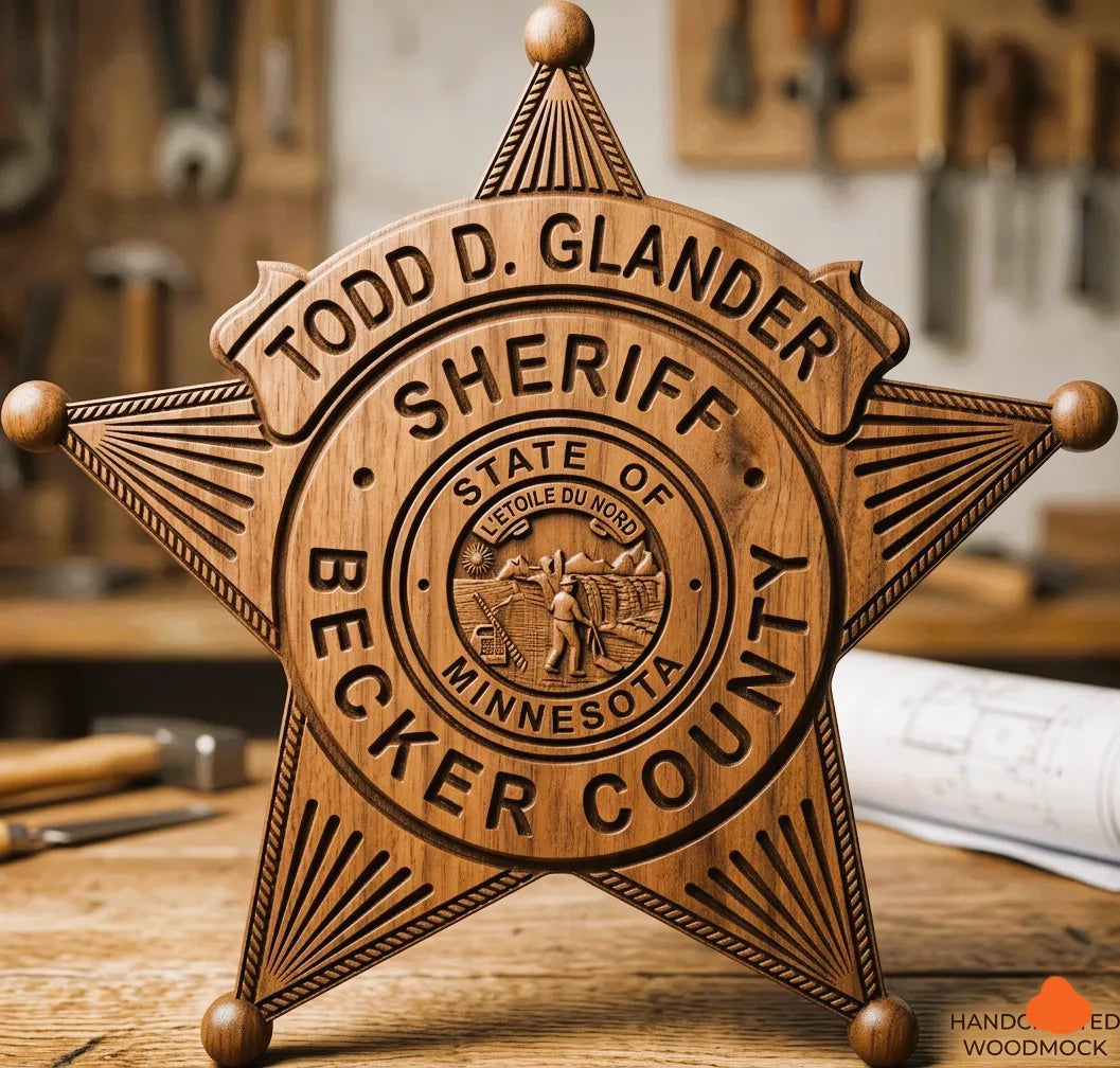 Becker County Sheriff Badge SVG

Minnesota Law Enforcement Vector

5-Point Star Sheriff Emblem

Sheriff Plaque Engraving File

Becker County Sign CNC File