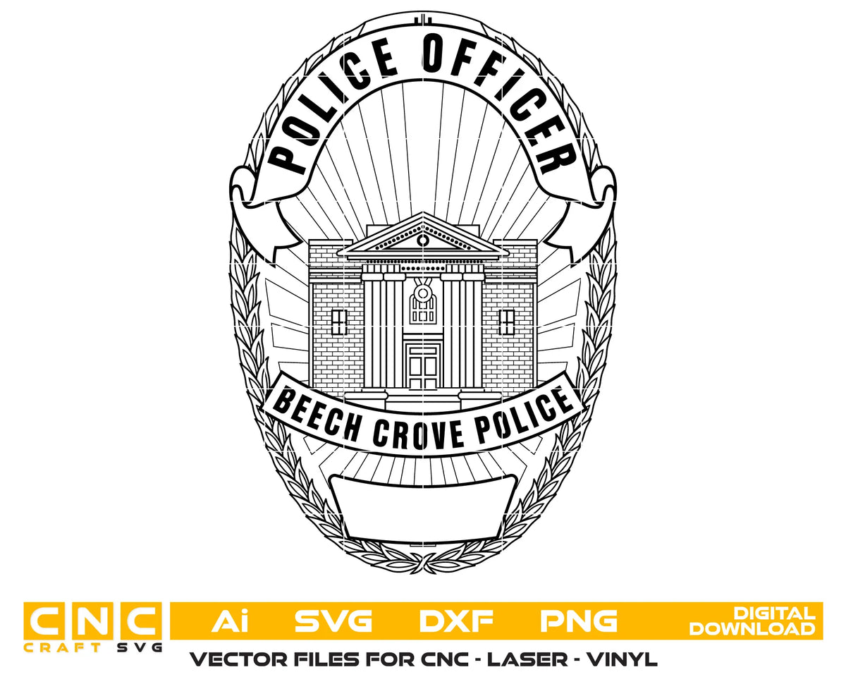Beech Grove Indiana Police Officer Badge SVG Law Enforcement Vector
