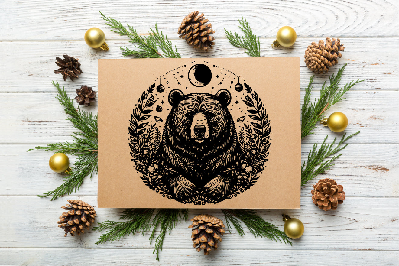 Bear & Leaf Vector SVG