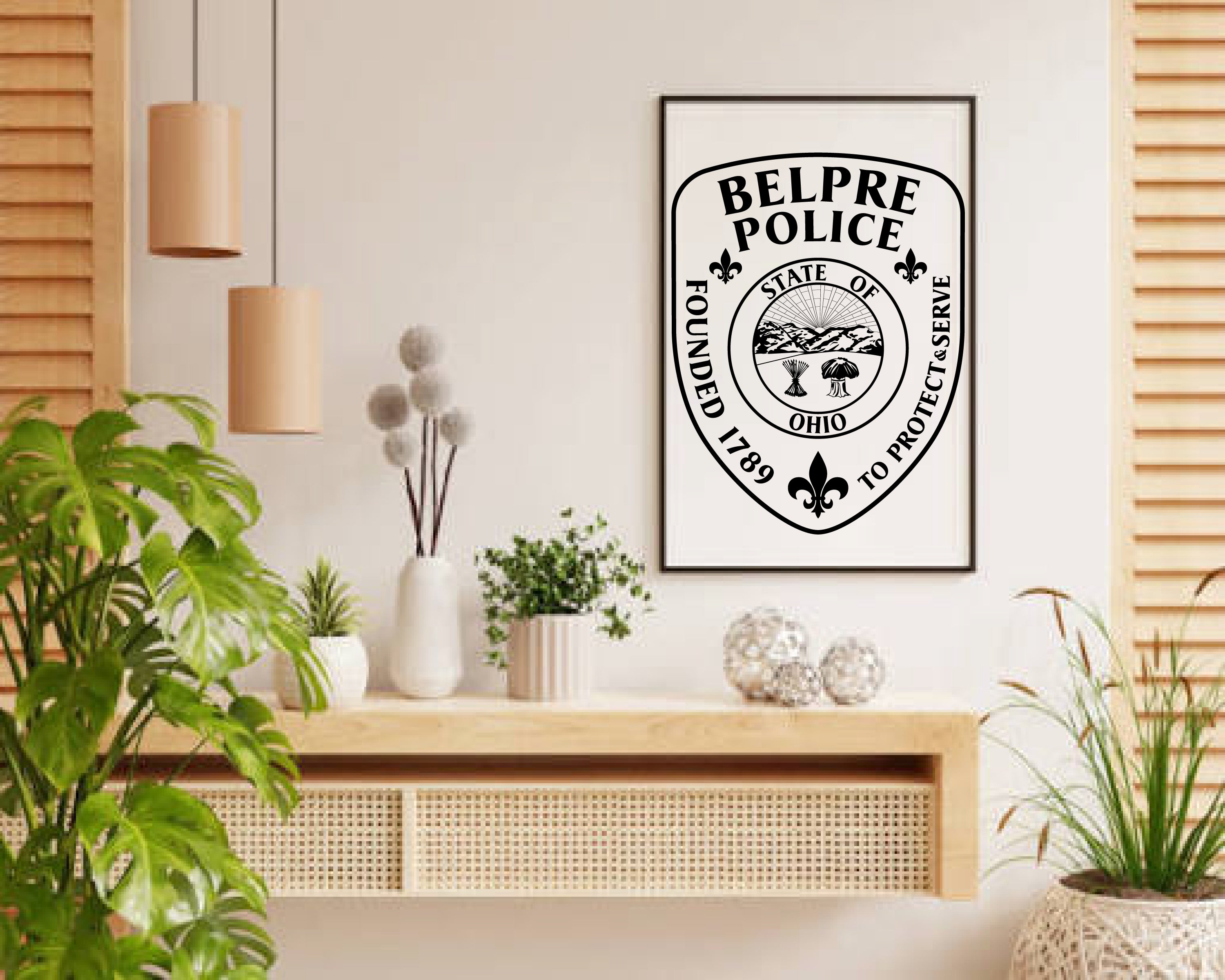 Belpre Police Department Patch SVG

Ohio Law Enforcement Vector

Police Shield State Seal Emblem

Officer Plaque Engraving File

Belpre Police Sign CNC File