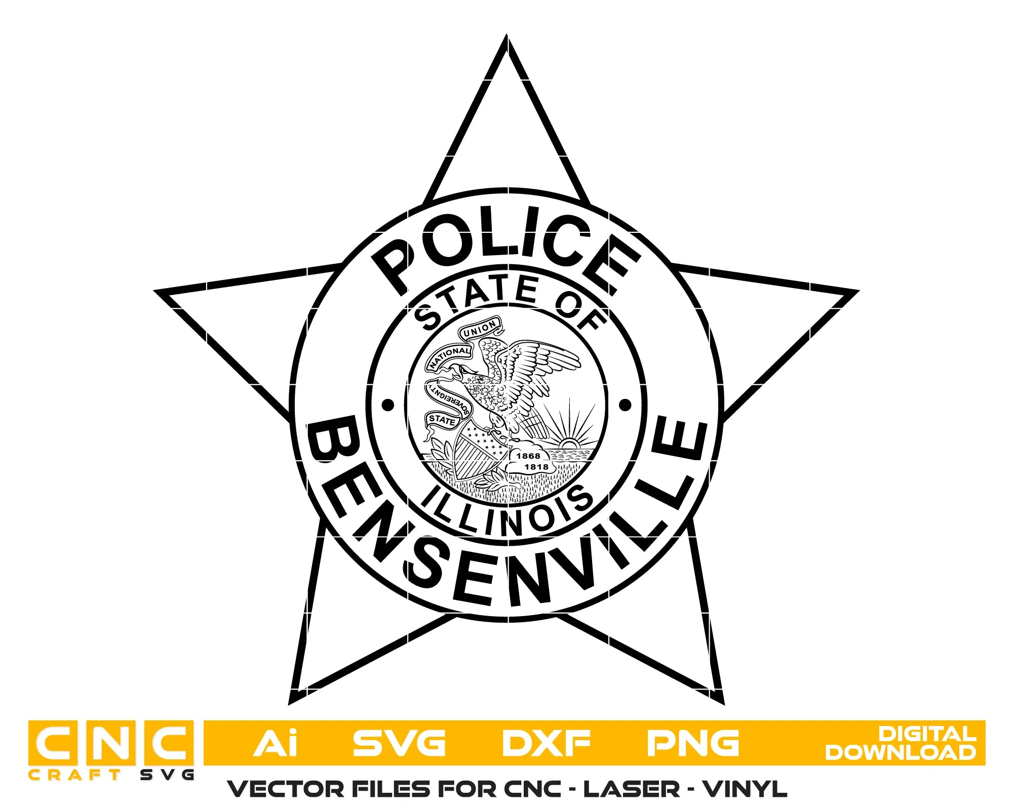 Bensenville Police Department Badge SVG Illinois Law Enforcement Vector