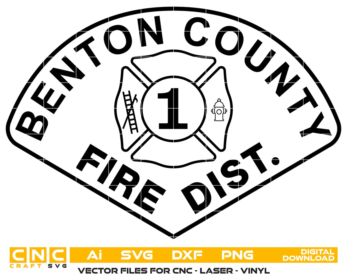Benton County Fire District 1 Patch SVG Firefighter Vector