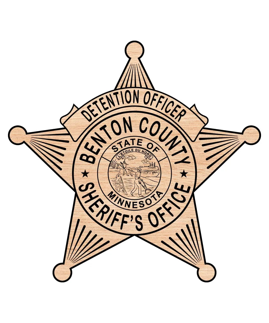 Benton County Detention Officer Badge SVG, Benton County Sheriff Badge Vector, Minnesota Detention Officer Badge SVG, Sheriff’s Office Badge SVG, Detention Officer Star Badge, Badge Engraving File