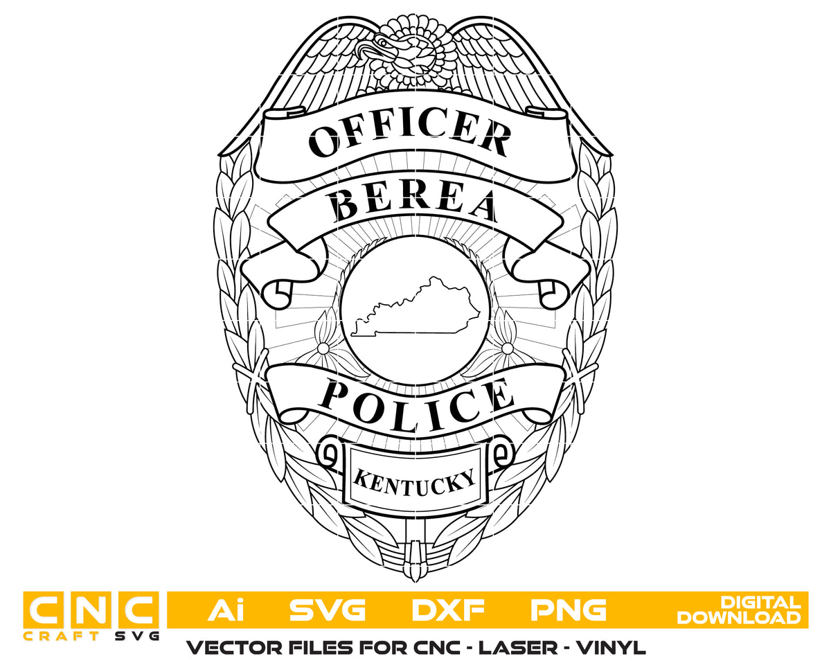 Berea Police Officer Badge SVG Kentucky Law Enforcement Vector