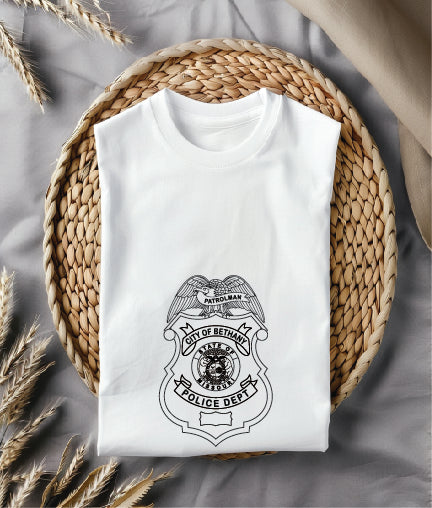 City of Bethany Police Badge SVG

Missouri Law Enforcement Vector Design

Great Seal of Missouri Police Emblem

Patrolman Shield Engraving File

Bethany MO Police Sign CNC File