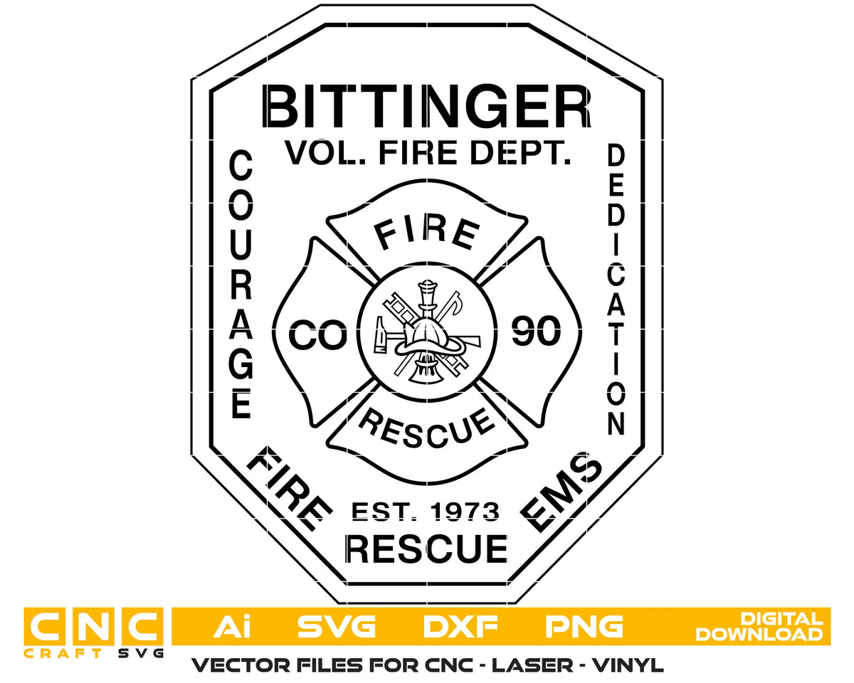 Bittinger Fire Department Patch Maryland SVG Firefighter Vector