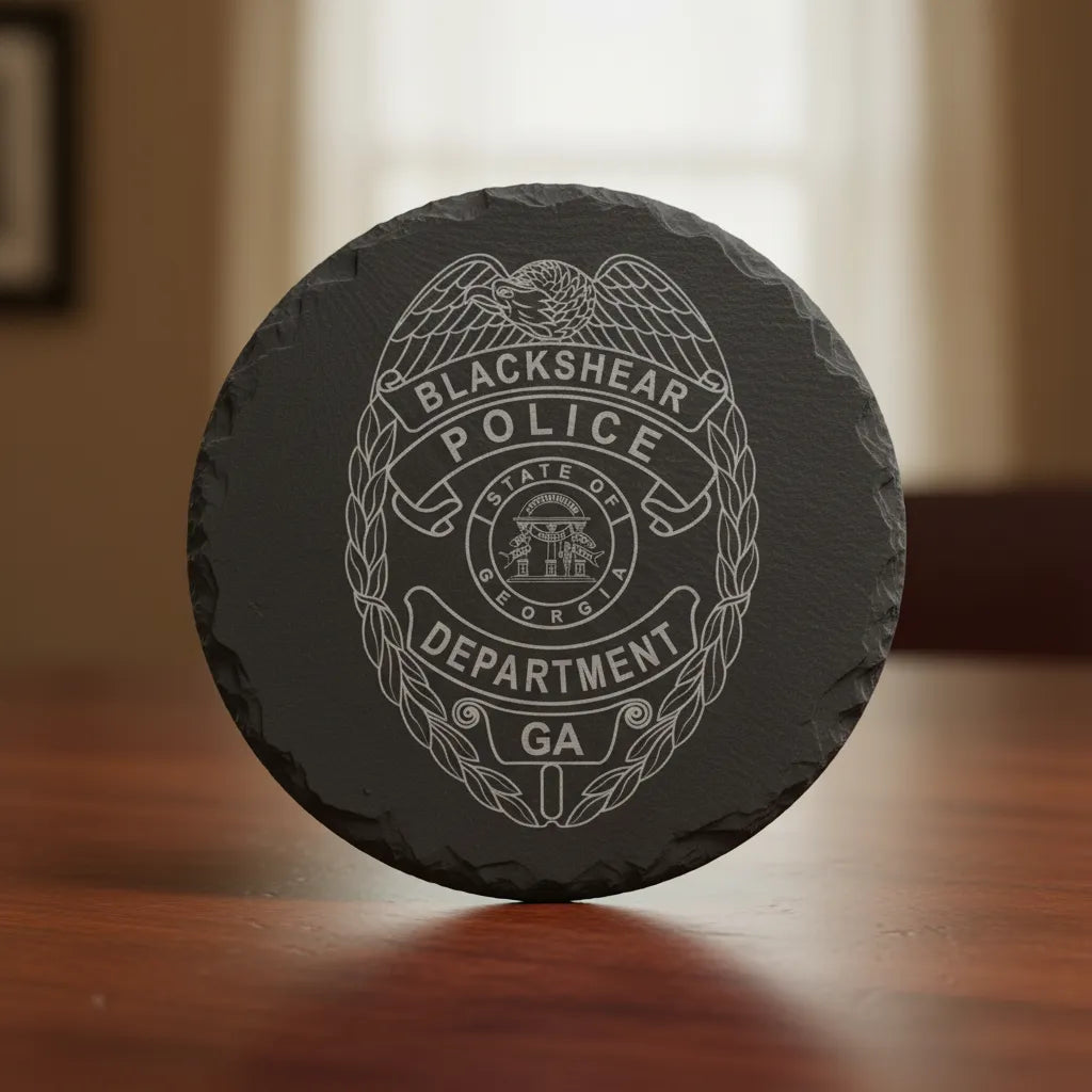 Blackshear Police Badge SVG

Georgia Law Enforcement Vector Design

5-Point Star Police Badge Engraving File

Blackshear GA Police Sign CNC File

State of Georgia Seal Vector for Laser Cutting