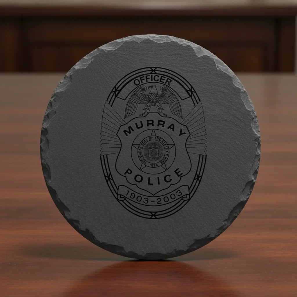Murray Police Officer Badge SVG

Utah Law Enforcement Vector Design

Police Officer Centennial Badge Engraving File

Murray Utah Sign CNC File

Eagle Oval Badge Vector for Laser Cutting