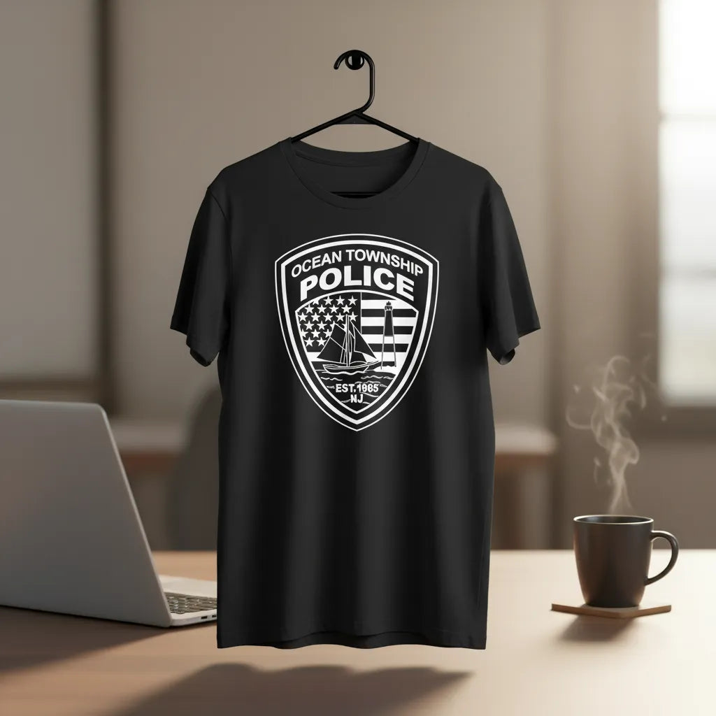Ocean Township Police Patch SVG

New Jersey Law Enforcement Vector Design

Sailboat and Lighthouse Shield Engraving File

Ocean Township NJ Police Sign CNC File

American Flag Police Badge Vector for Lasers