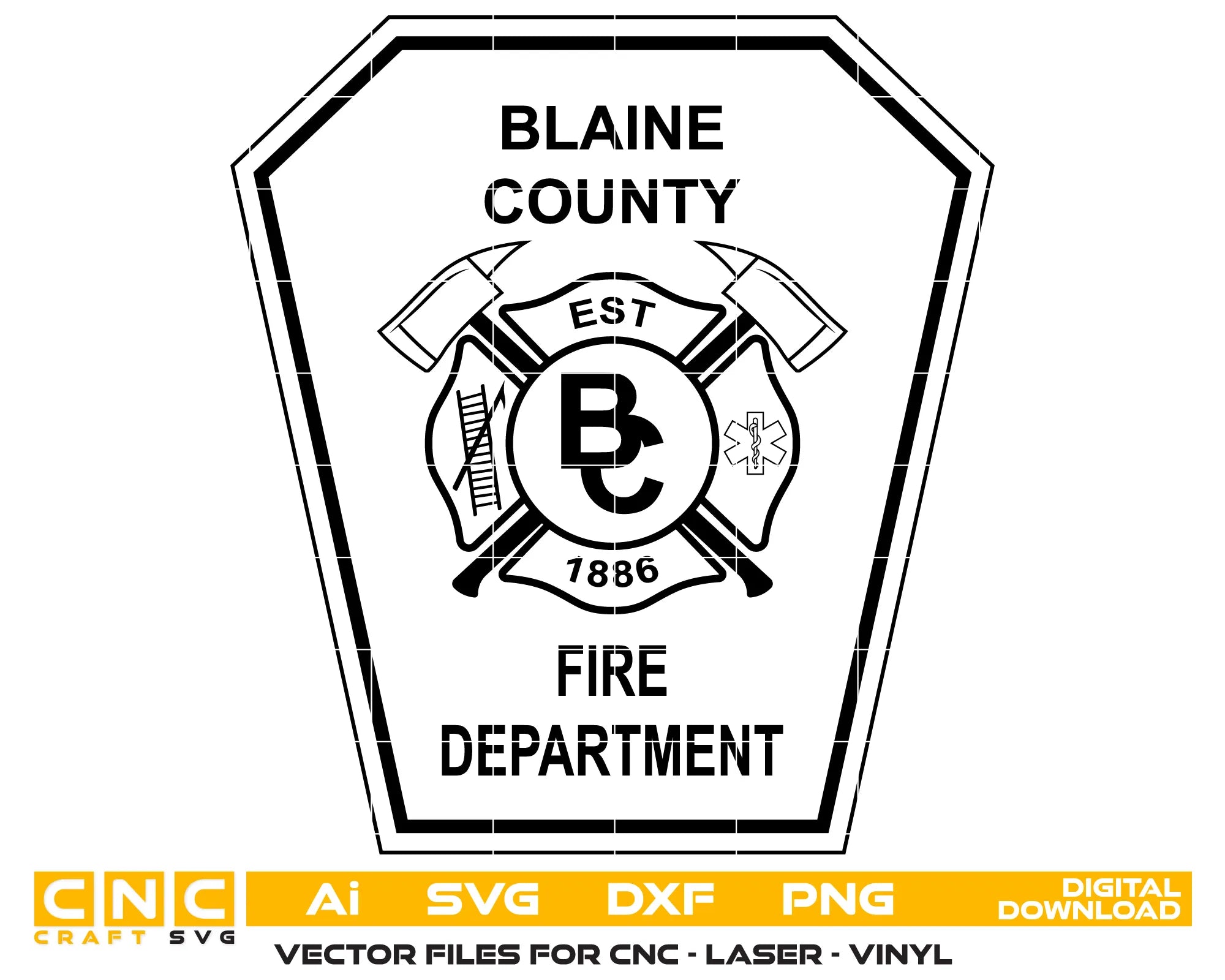 Blaine County Fire Department Patch SVG Firefighter Vector