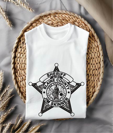 Blaine County Sheriff Badge SVG

San Andreas Law Enforcement Vector

Fictional Sheriff 6-Point Star Emblem

Gaming Community Plaque Engraving Design

Jim Skinner Badge CNC Vector File