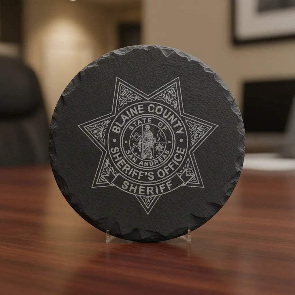 Blaine County Sheriff Badge SVG

San Andreas Law Enforcement Vector

7-Point Star Sheriff Badge Engraving File

Blaine County San Andreas Sign CNC File

Fictional Gaming Sheriff Star Vector