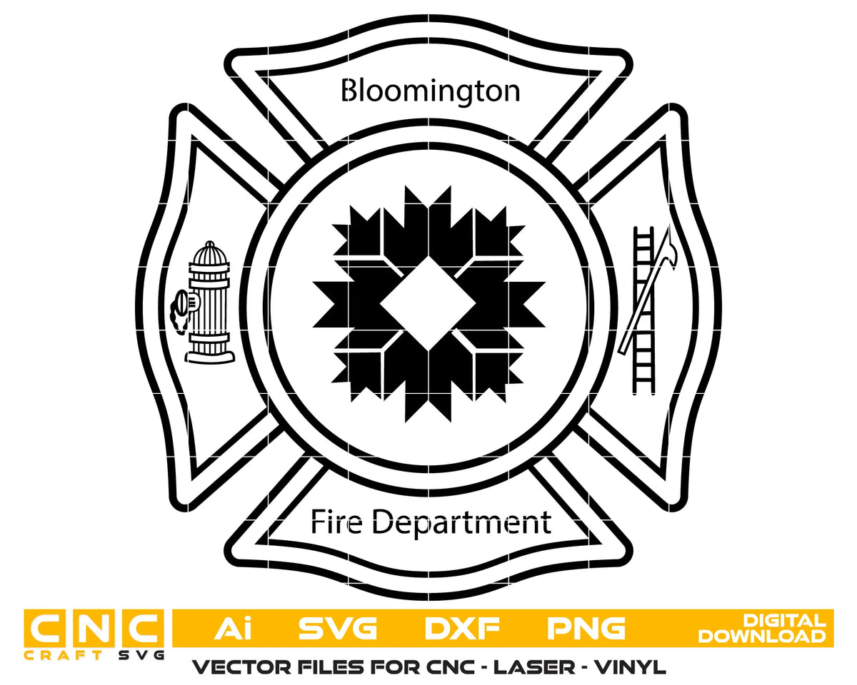 Bloomington Fire Department Badge Indiana SVG Fire Rescue Vector