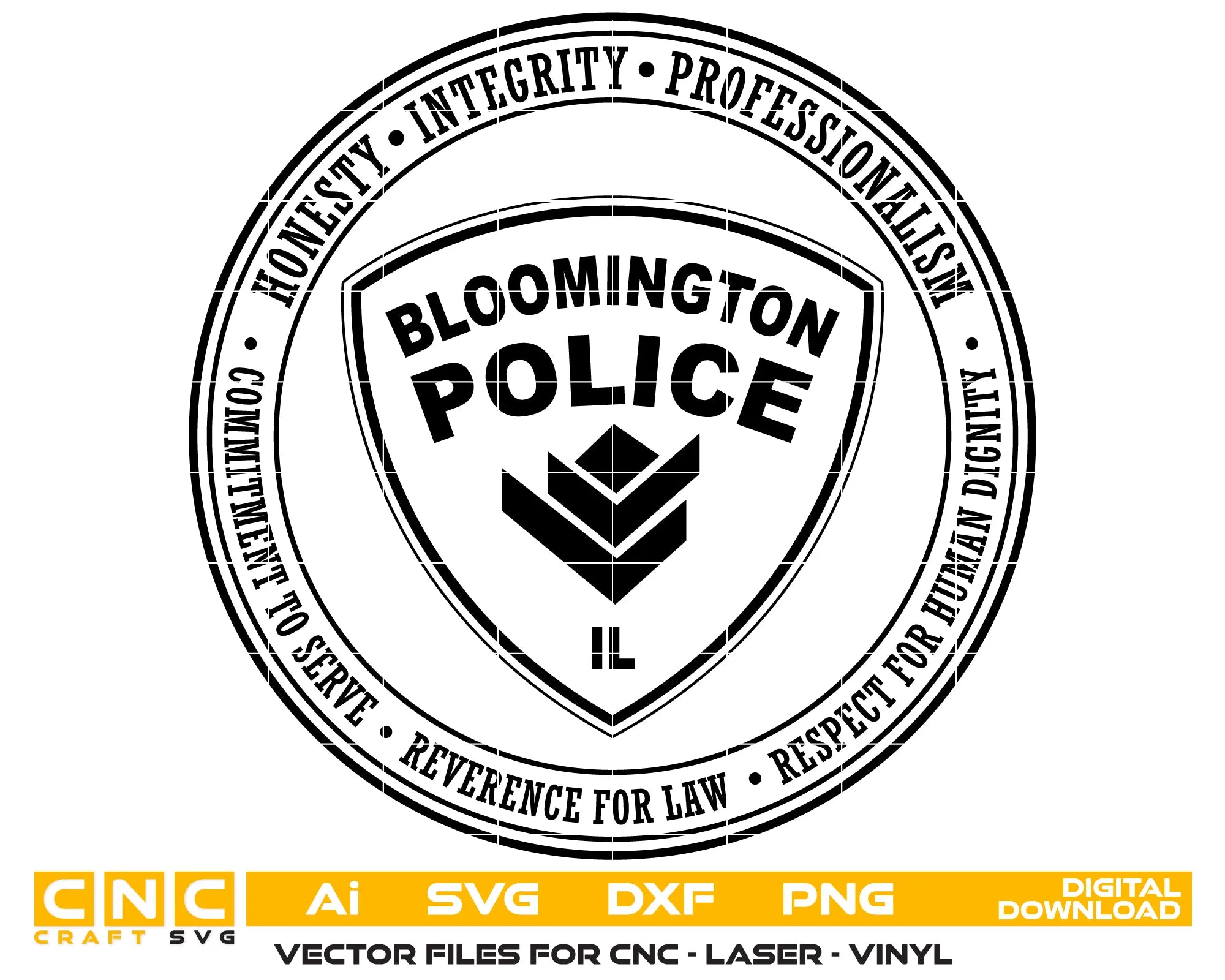 Bloomington Police Department Patch SVG Illinois Law Enforcement Vector