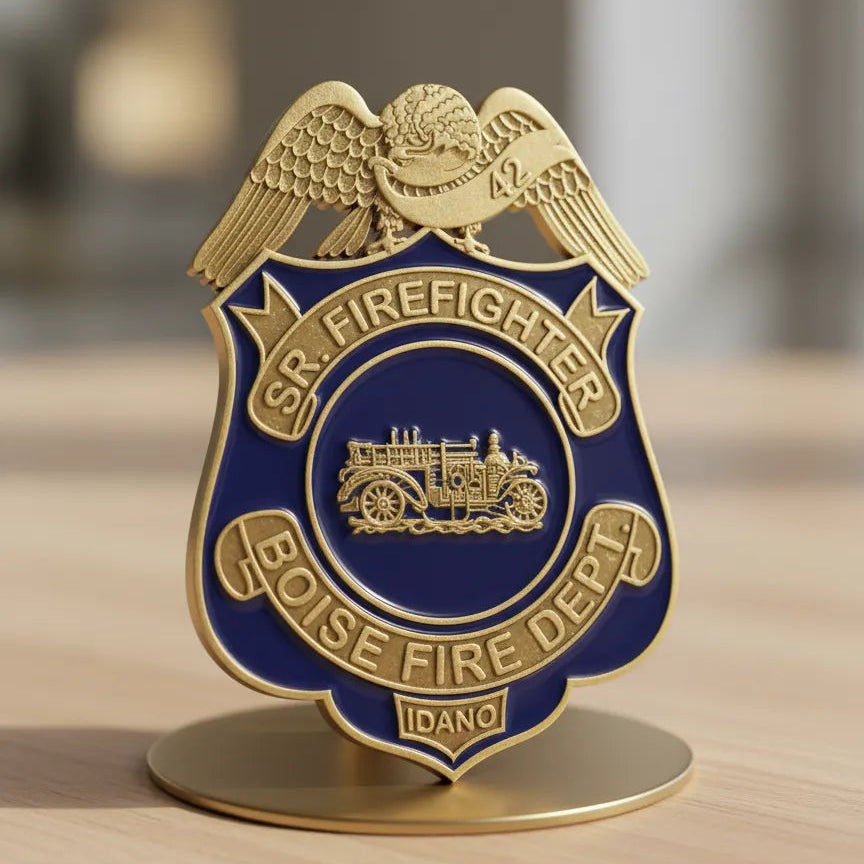 Boise Fire Dept Badge SVG

Idaho Fire Department Vector Design

Vintage Fire Engine Badge Engraving File

Boise ID Sr Firefighter Sign CNC File

Eagle Fire Badge Vector for Laser Cutting
