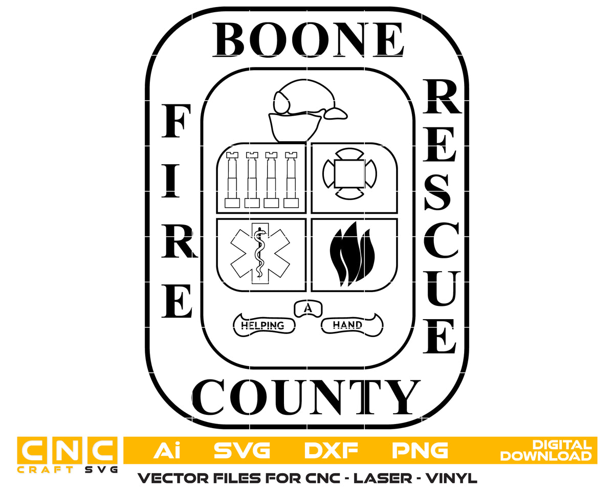 Boone County Fire Rescue Patch SVG Firefighter Vector