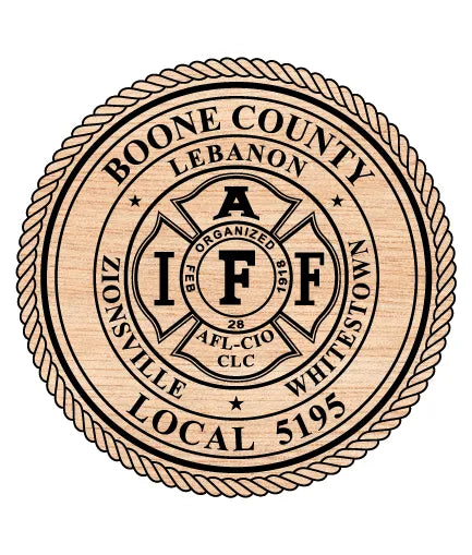 Boone County Lebanon Zionsville Whitestown Local 5195 Firefighters Badge SVG IAFF Vector