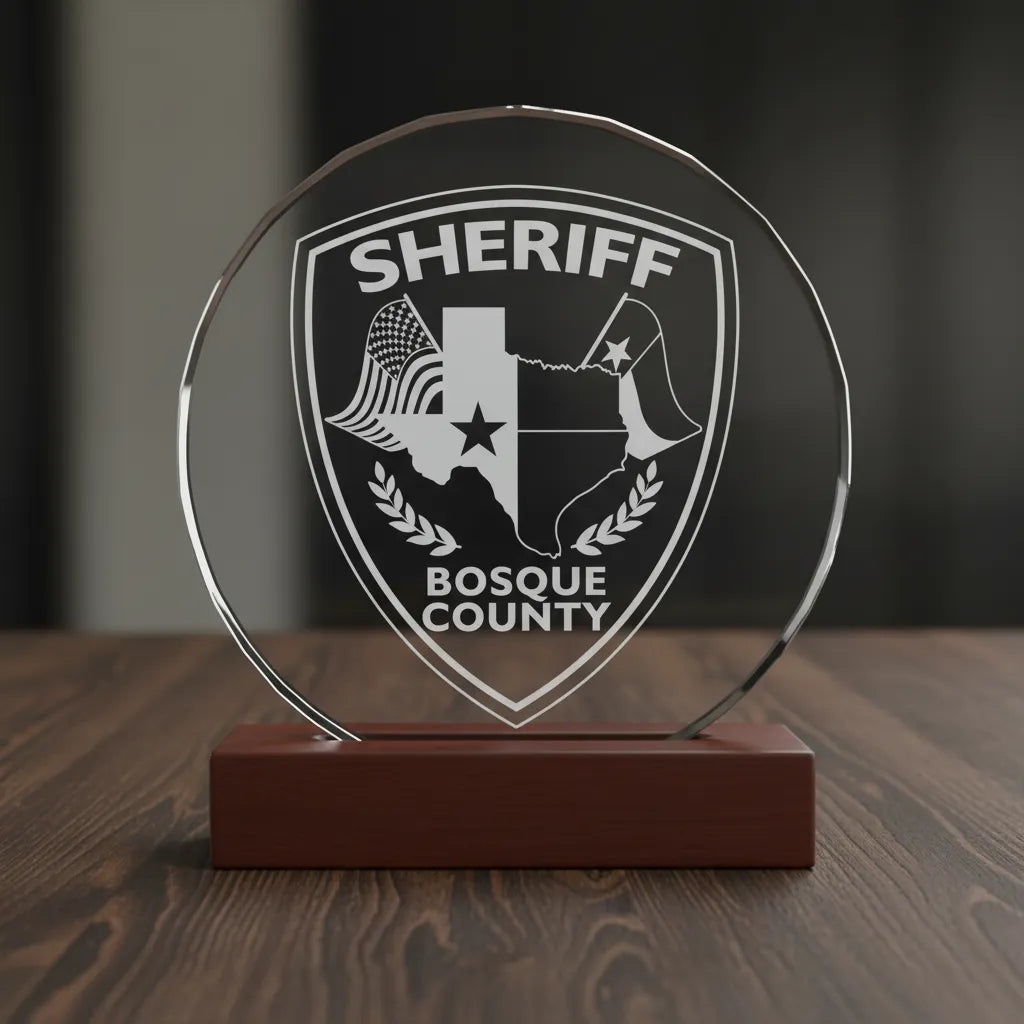 Bosque County Sheriff Patch SVG

Texas Law Enforcement Vector

Sheriff Shield Texas Map Emblem

Deputy Plaque Engraving File

Bosque County Sheriff Sign CNC File