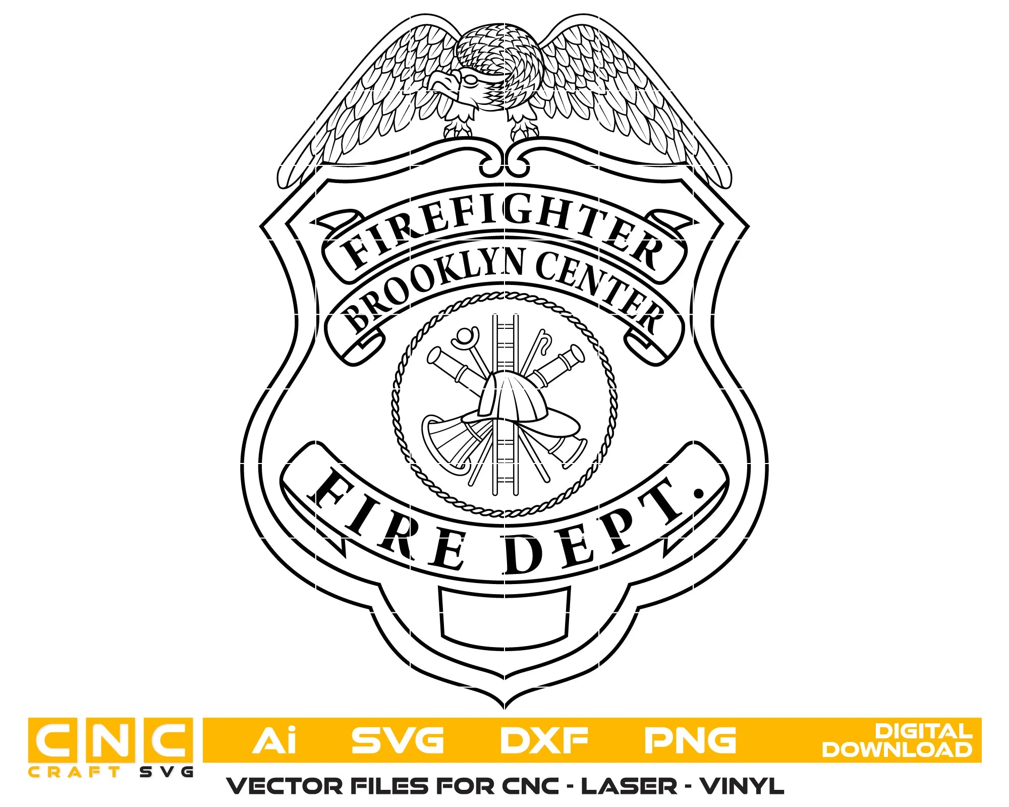 Brooklyn Center Fire Department Firefighter Badge SVG Firefighter Vector