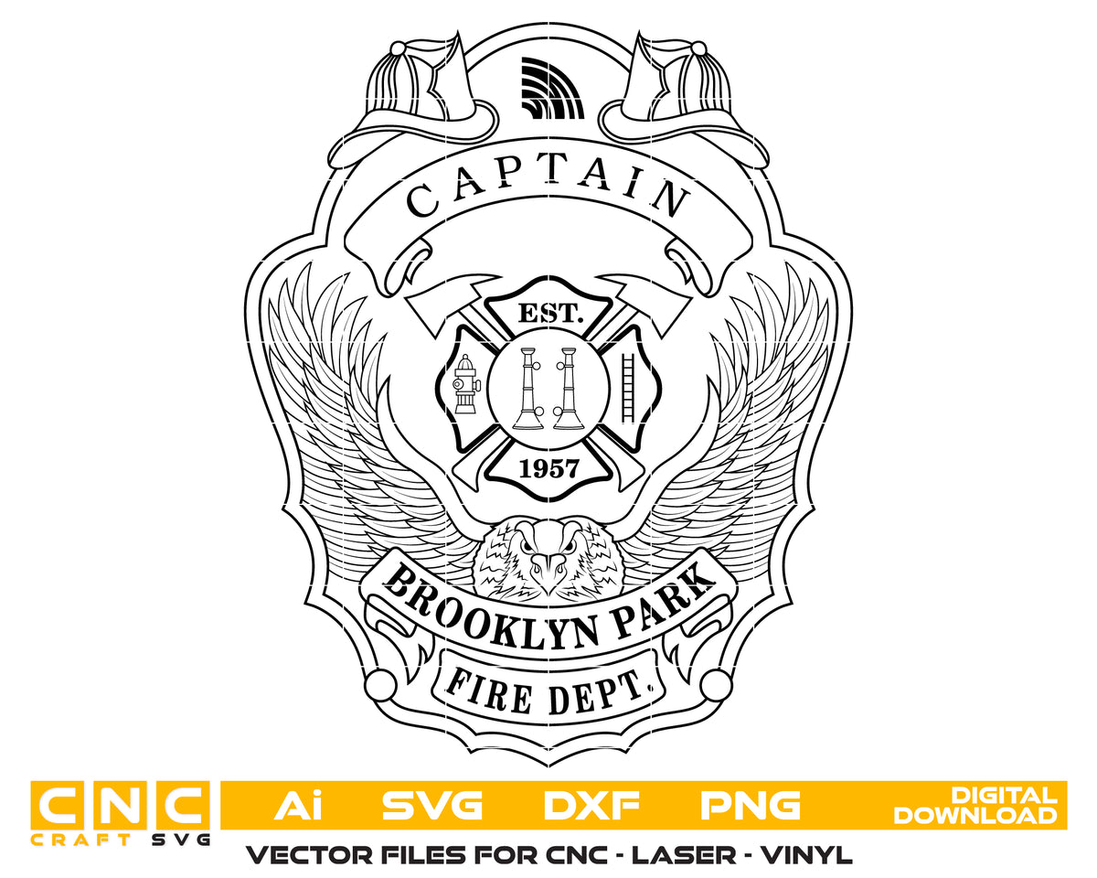 Brooklyn Park Fire Department Captain Badge SVG Firefighter Vector