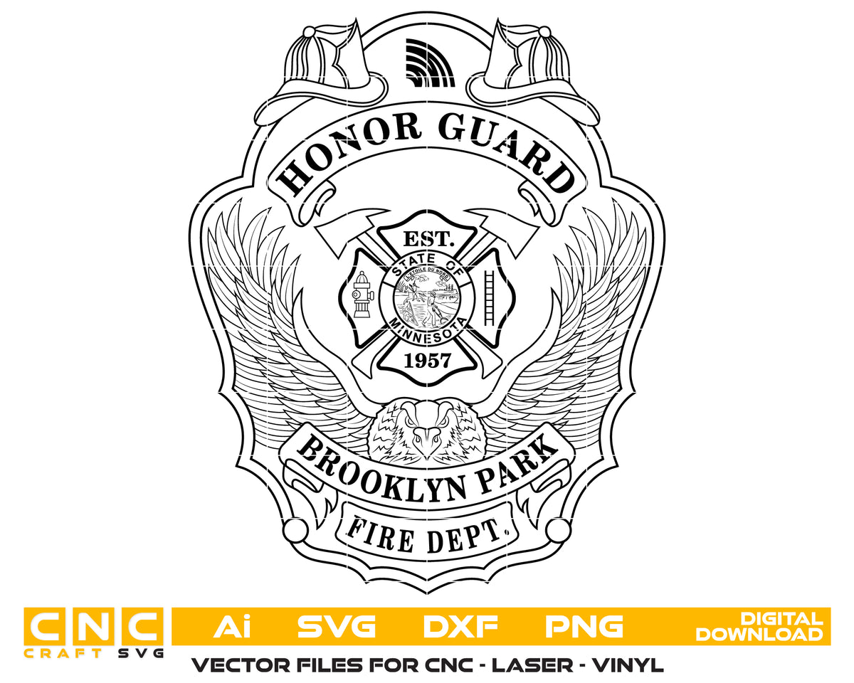 Brooklyn Park Fire Department Honor Guard Badge SVG Minnesota Firefighter Vector